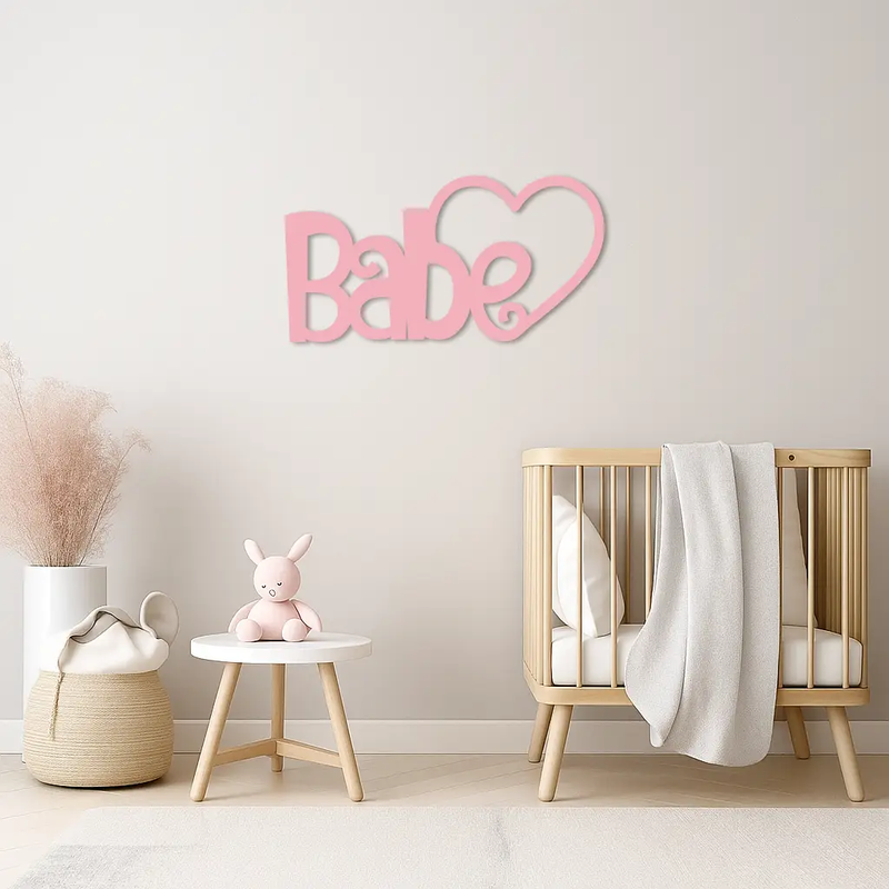 Babe Heart Silhouette Metal Wall Art – Modern Typography Design - KAFGP045 by Enova Art