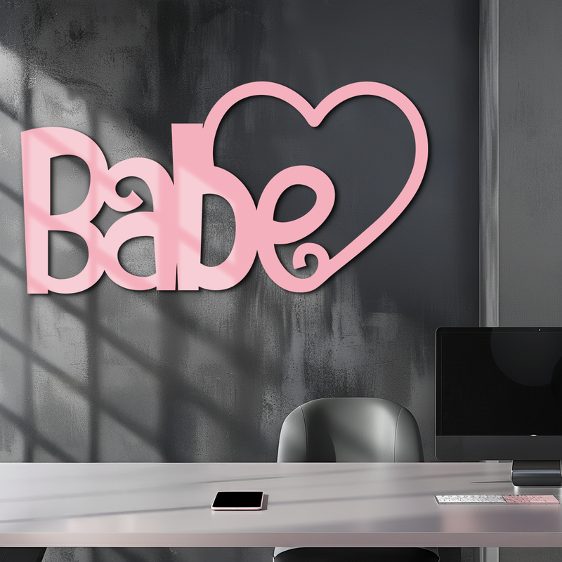 Babe Heart Silhouette Metal Wall Art – Modern Typography Design - KAFGP045 by Enova Art