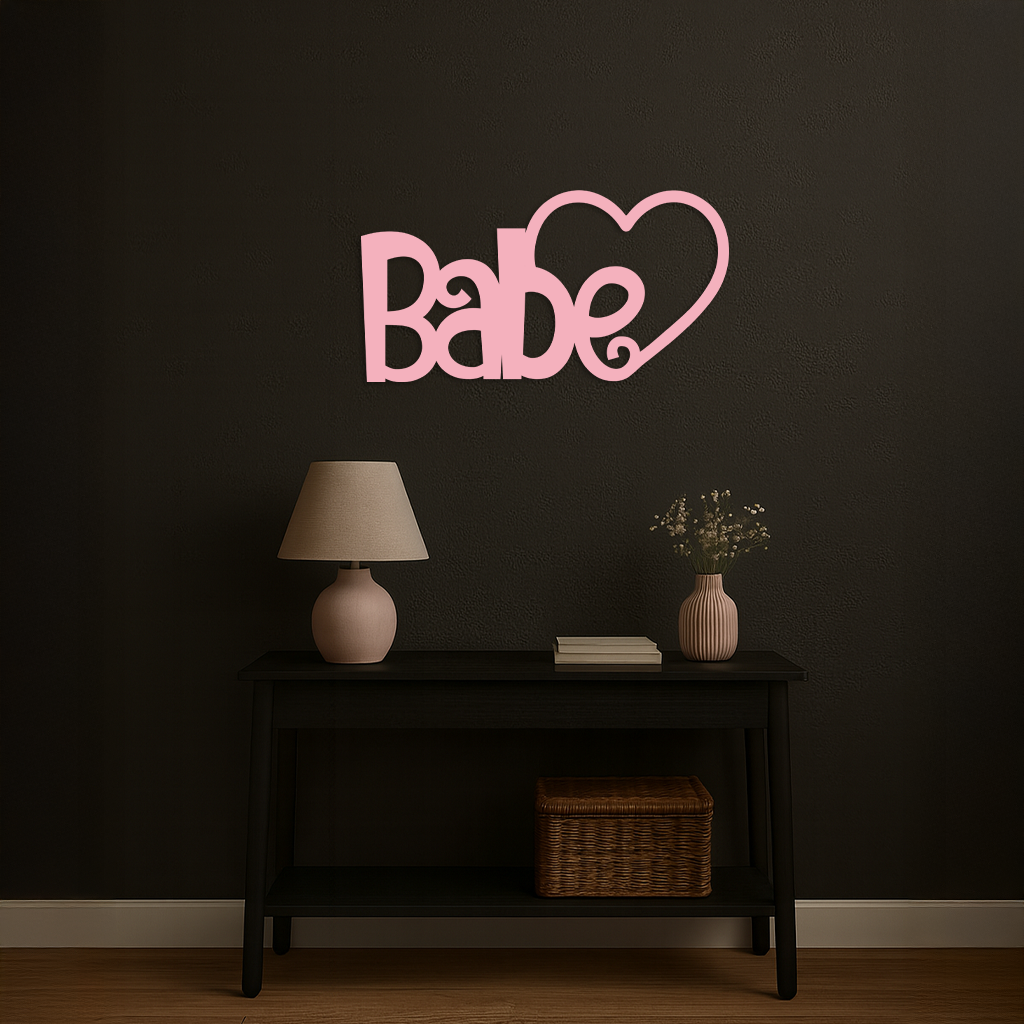 Babe Heart Silhouette Metal Wall Art – Modern Typography Design - KAFGP045 by Enova Art