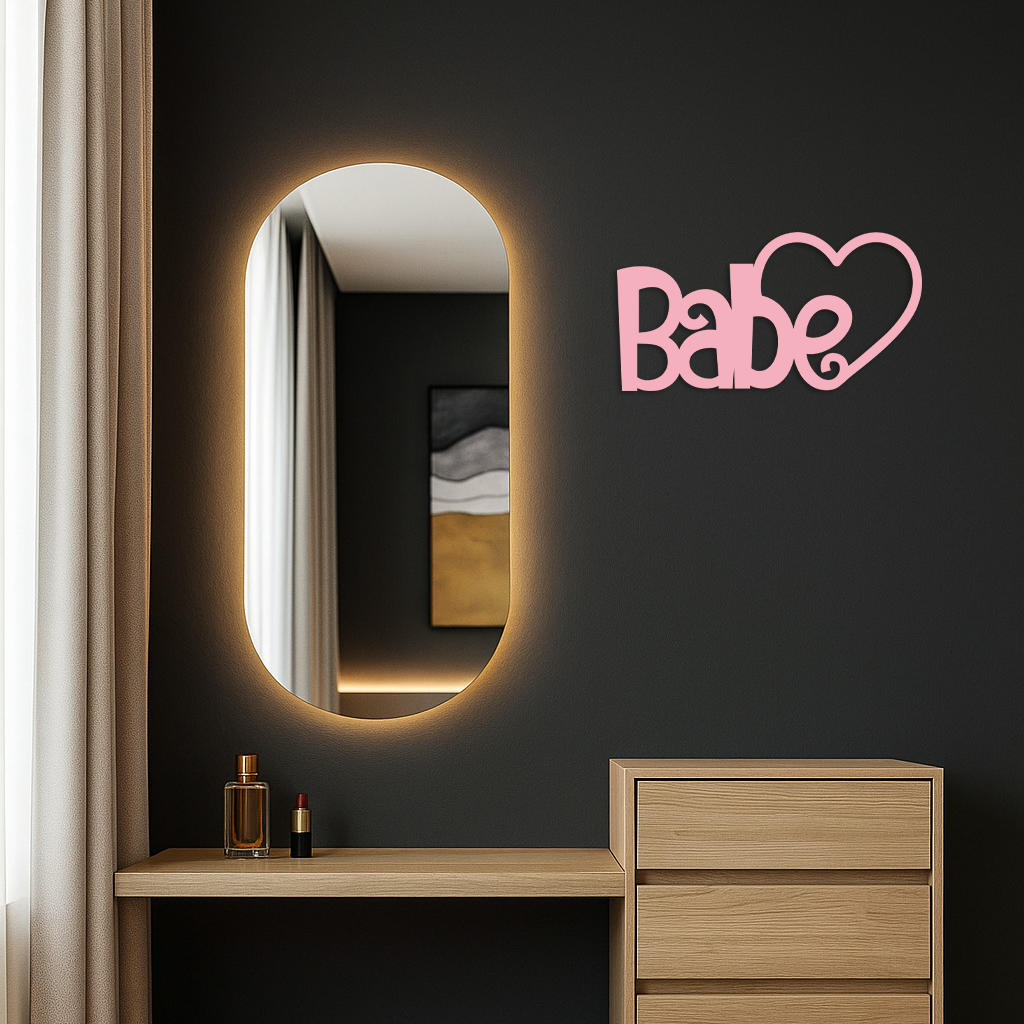 Babe Heart Silhouette Metal Wall Art – Modern Typography Design - KAFGP045 by Enova Art