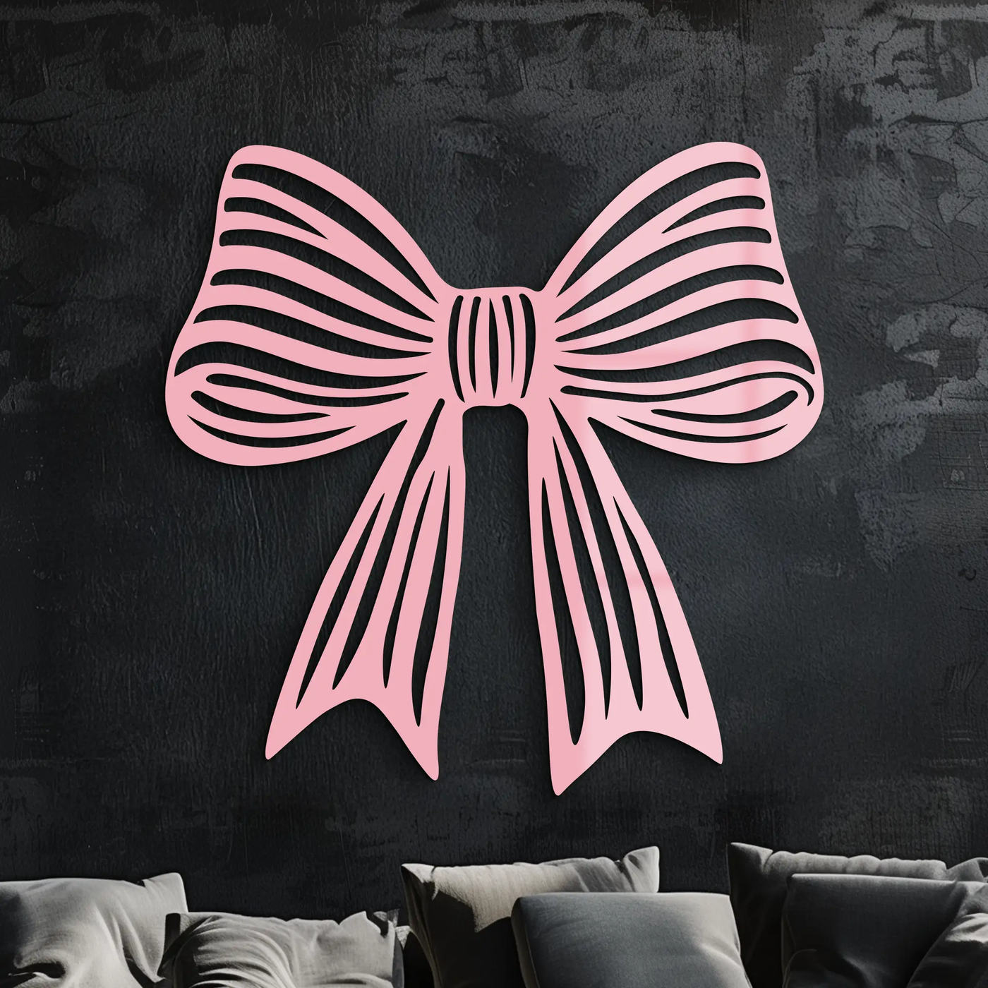 Elegant Bow Silhouette Metal Wall Art – Decorative Ribbon Design - KAFGP047 by Enova Art