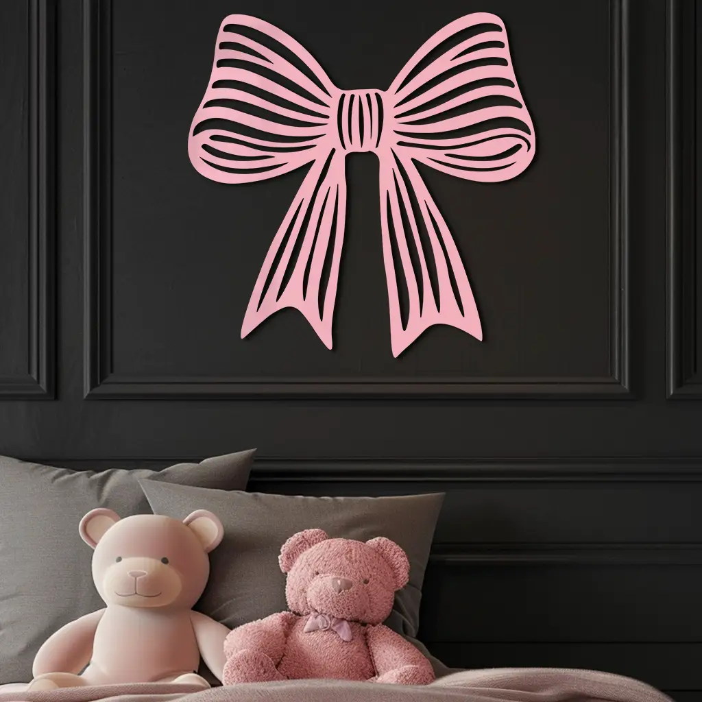 Elegant Bow Silhouette Metal Wall Art – Decorative Ribbon Design - KAFGP047 by Enova Art