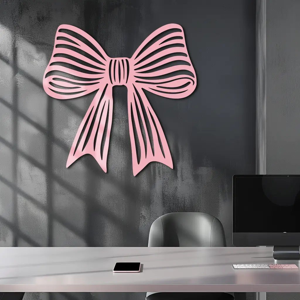 Elegant Bow Silhouette Metal Wall Art – Decorative Ribbon Design - KAFGP047 by Enova Art
