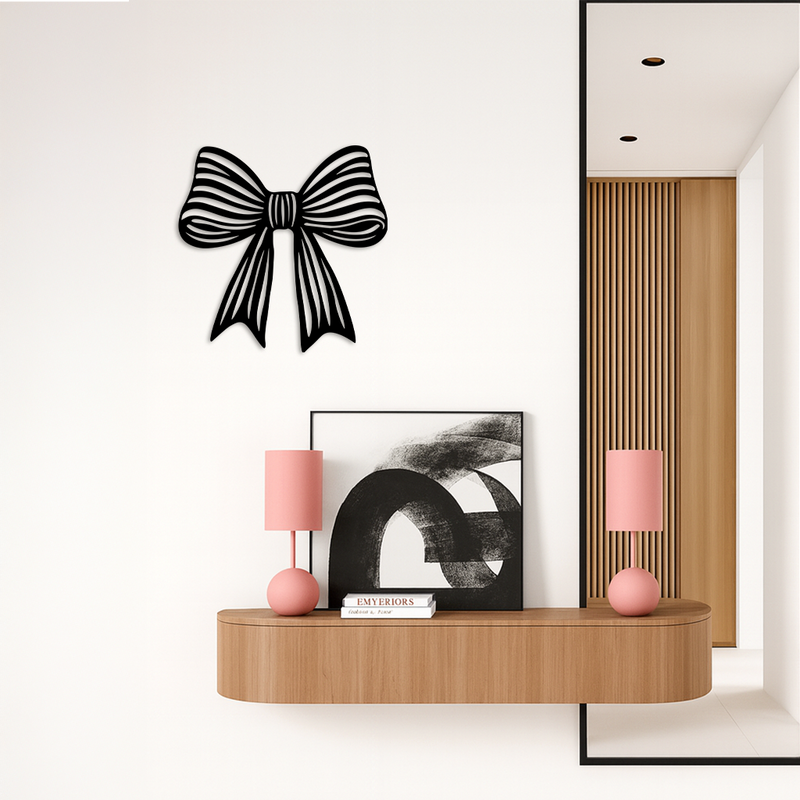 Elegant Bow Silhouette Metal Wall Art – Decorative Ribbon Design - KAFGP047 by Enova Art