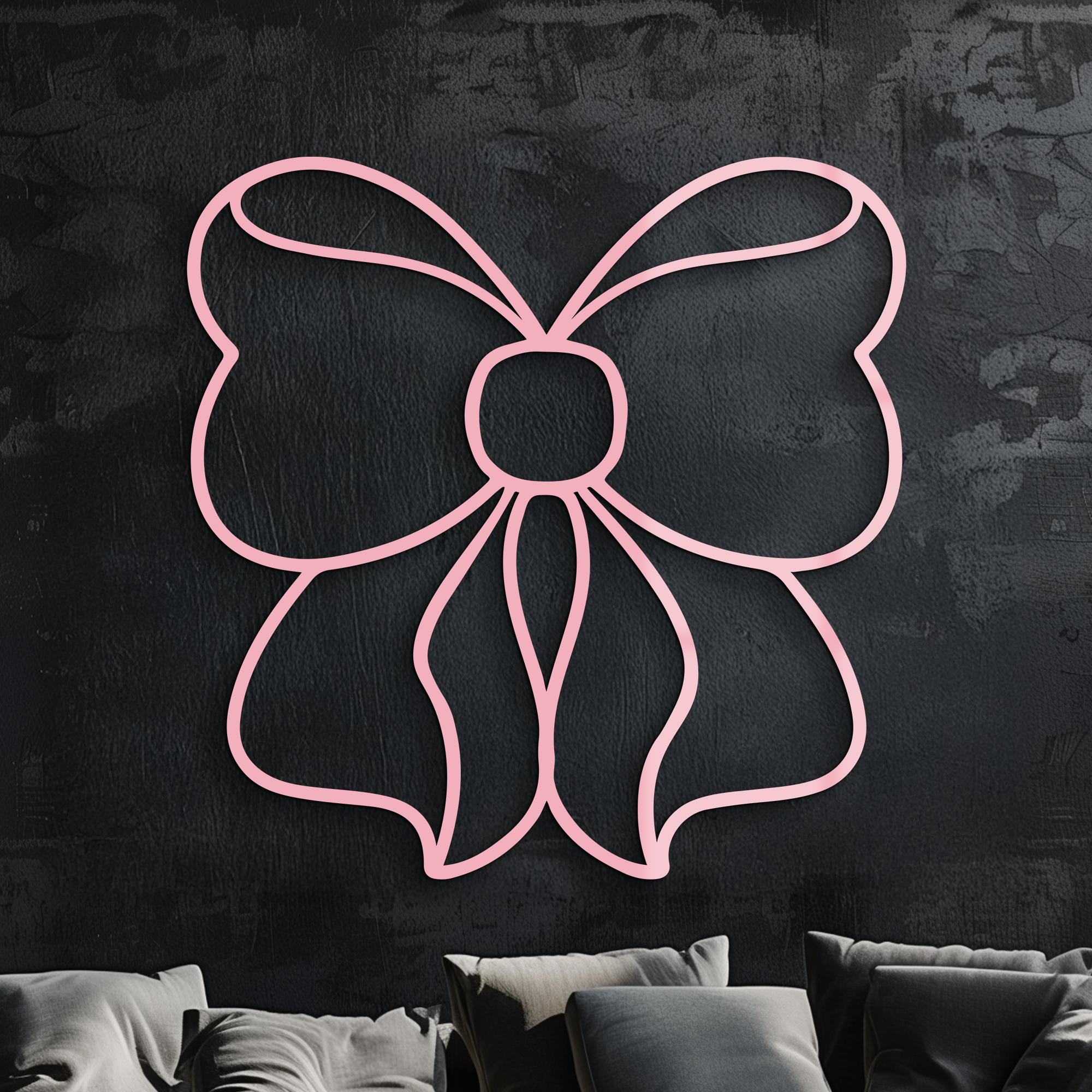 Bow Silhouette Metal Wall Art – Elegant Ribbon Design - KAFGP048 by Enova Art