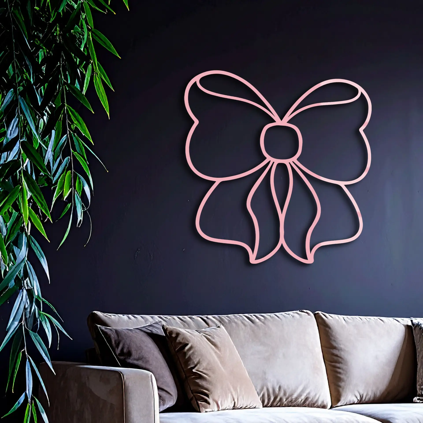 Bow Silhouette Metal Wall Art – Elegant Ribbon Design - KAFGP048 by Enova Art