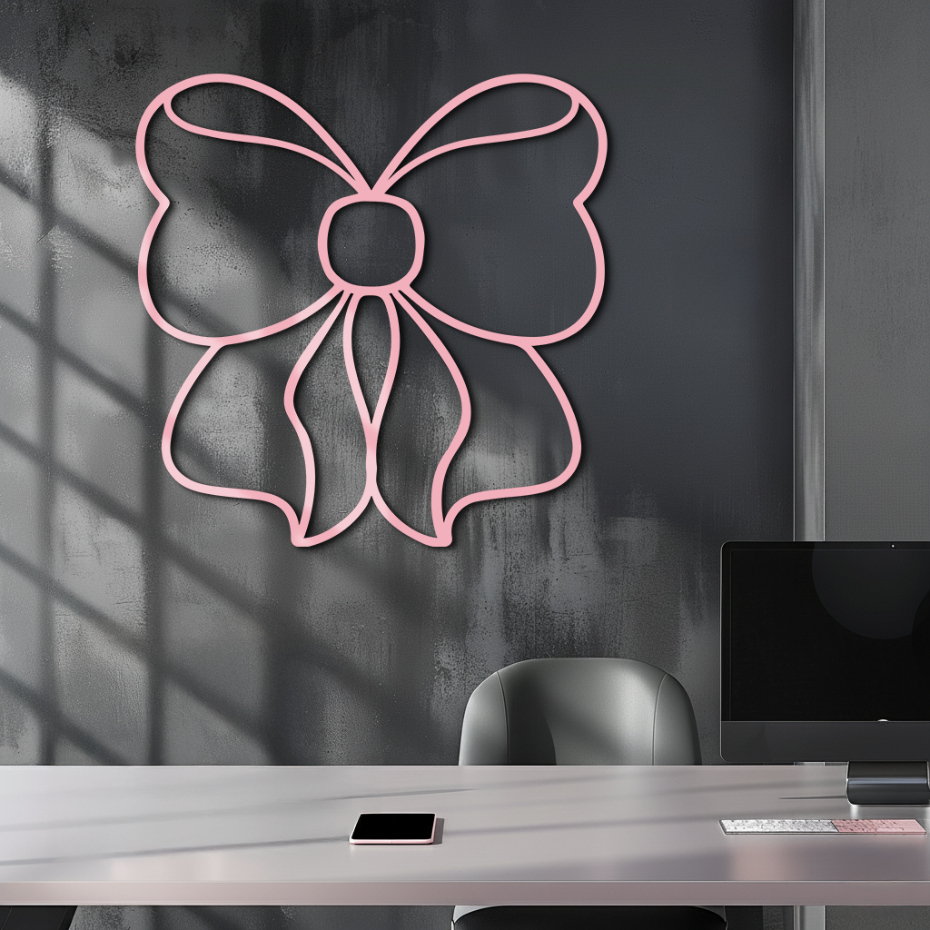 Bow Silhouette Metal Wall Art – Elegant Ribbon Design - KAFGP048 by Enova Art