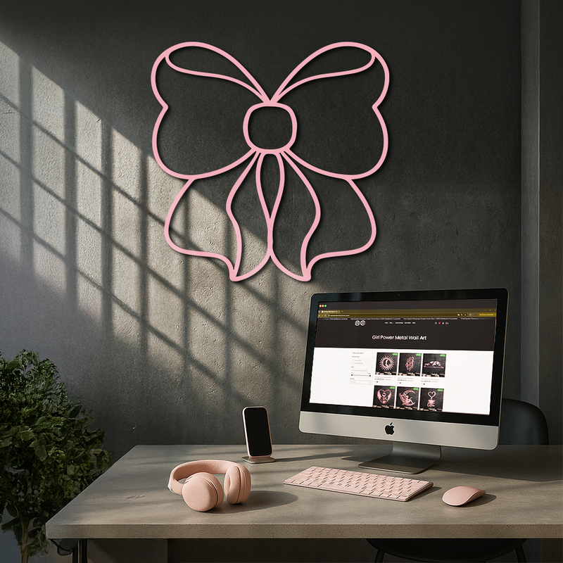 Bow Silhouette Metal Wall Art – Elegant Ribbon Design - KAFGP048 by Enova Art