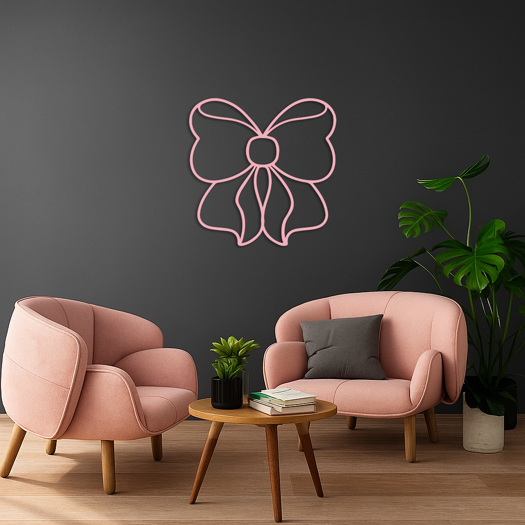 Bow Silhouette Metal Wall Art – Elegant Ribbon Design - KAFGP048 by Enova Art