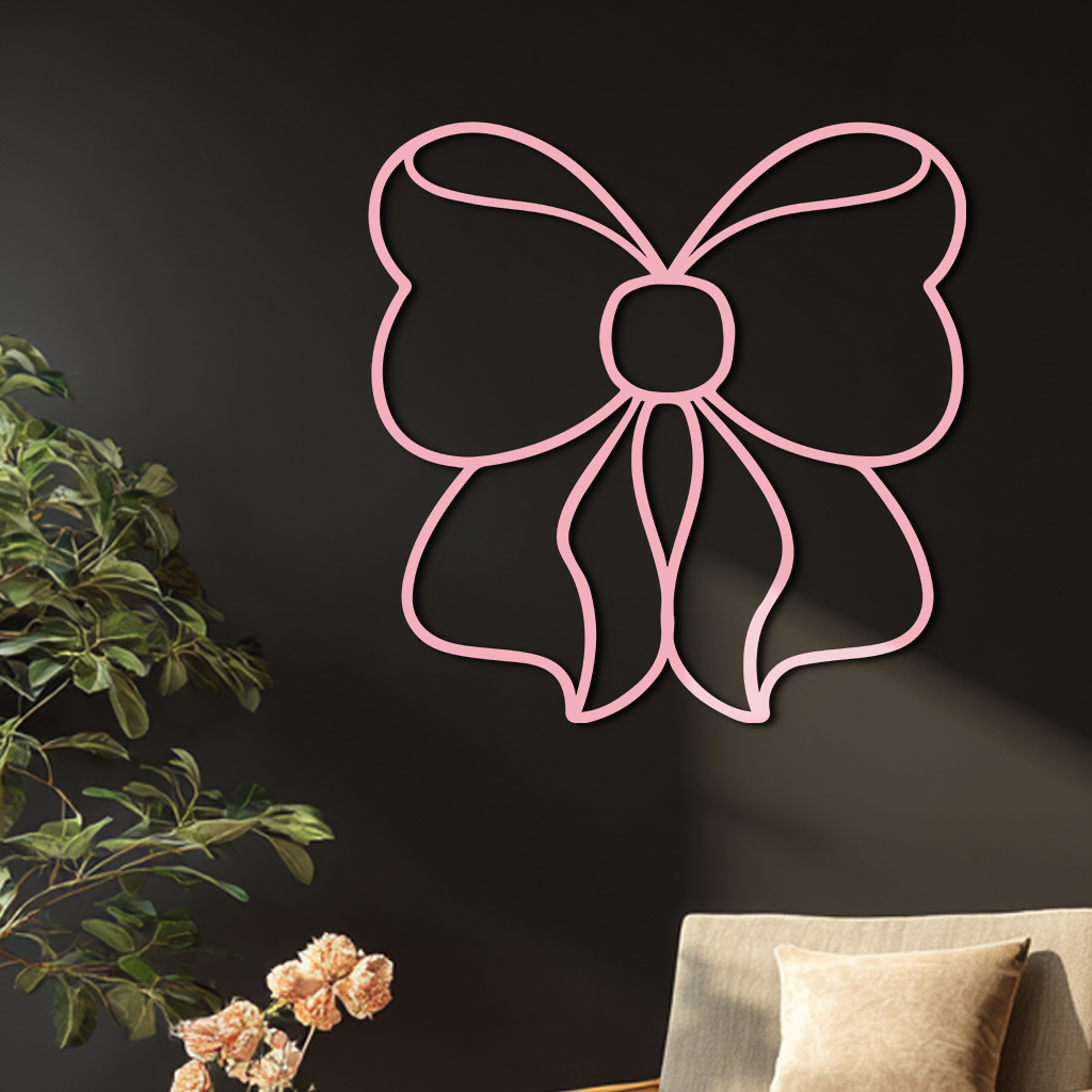 Bow Silhouette Metal Wall Art – Elegant Ribbon Design - KAFGP048 by Enova Art
