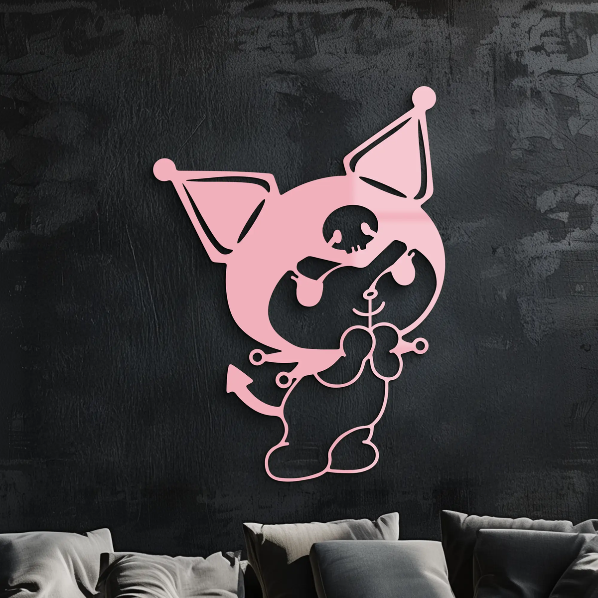 Kuromi Silhouette Metal Wall Art – Cute Gothic Character Design - KAFGP049 by Enova Art
