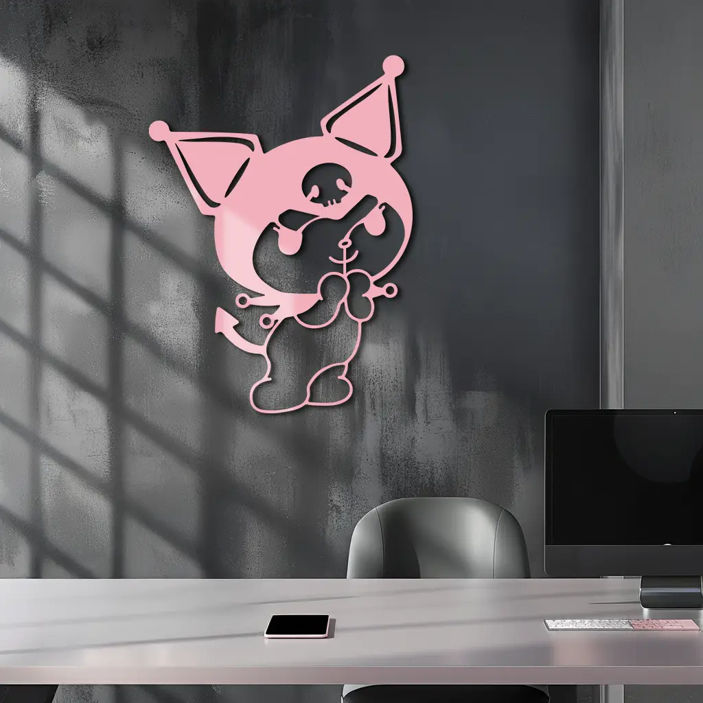 Kuromi Silhouette Metal Wall Art – Cute Gothic Character Design - KAFGP049 by Enova Art