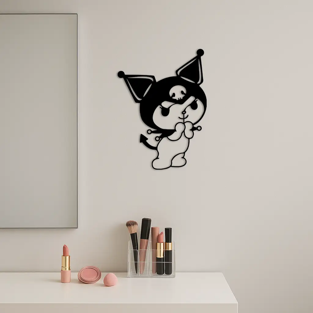 Kuromi Silhouette Metal Wall Art – Cute Gothic Character Design - KAFGP049 by Enova Art