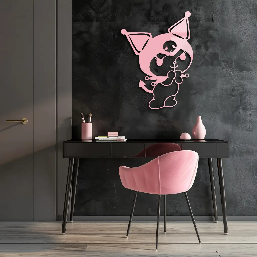 Kuromi Silhouette Metal Wall Art – Cute Gothic Character Design - KAFGP049 by Enova Art