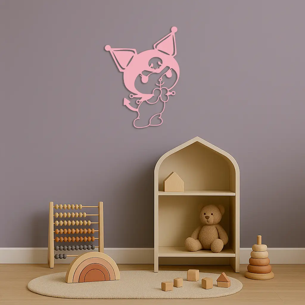 Kuromi Silhouette Metal Wall Art – Cute Gothic Character Design - KAFGP049 by Enova Art
