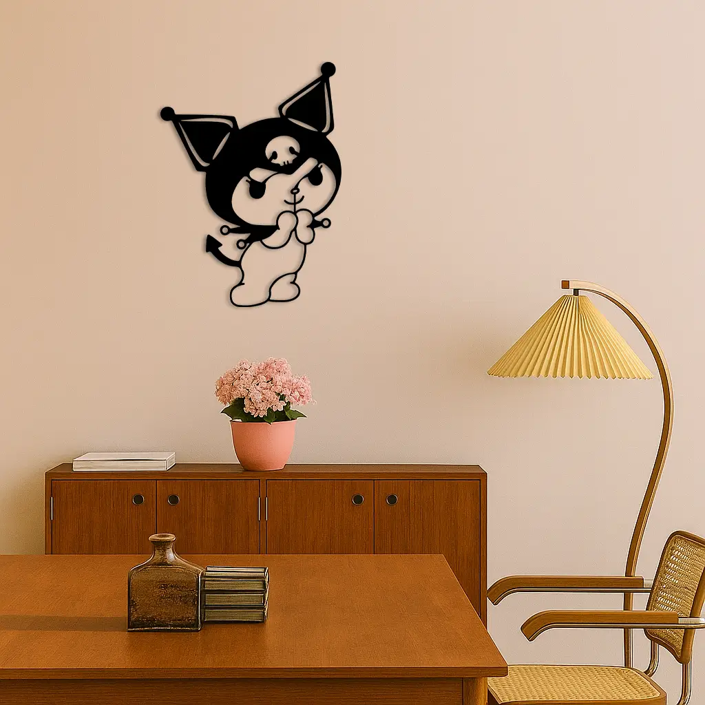 Kuromi Silhouette Metal Wall Art – Cute Gothic Character Design - KAFGP049 by Enova Art