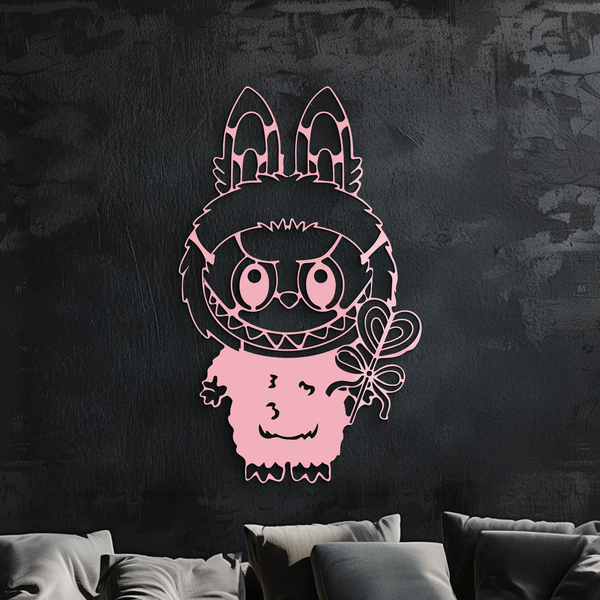 Labubu Silhouette Metal Wall Art – Cute Monster Design - KAFGP050