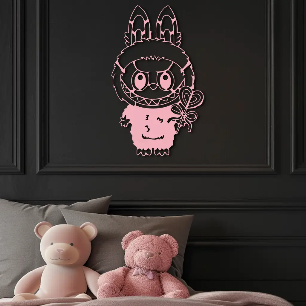 Labubu Silhouette Metal Wall Art – Cute Monster Design - KAFGP050 by Enova Art