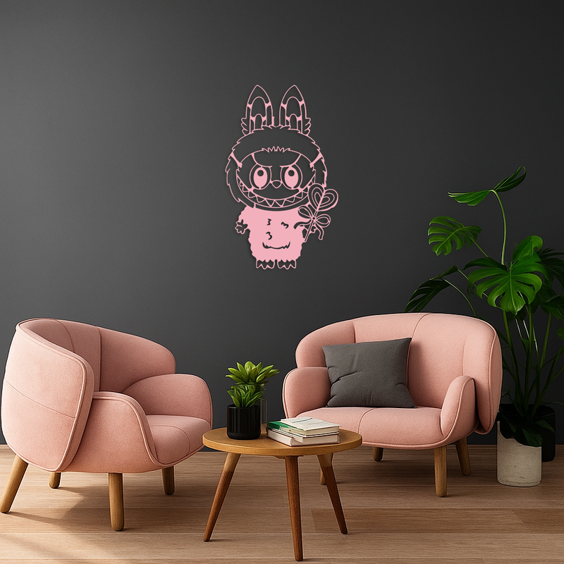 Labubu Silhouette Metal Wall Art – Cute Monster Design - KAFGP050 by Enova Art