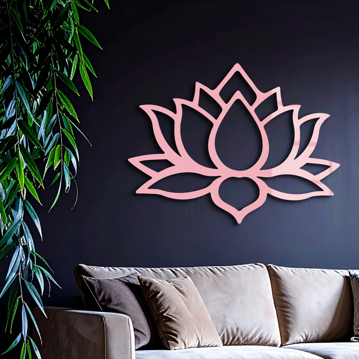 Lotus Flower Silhouette Metal Wall Art – Spiritual Nature-Inspired Design - KAFGP052 by Enova Art