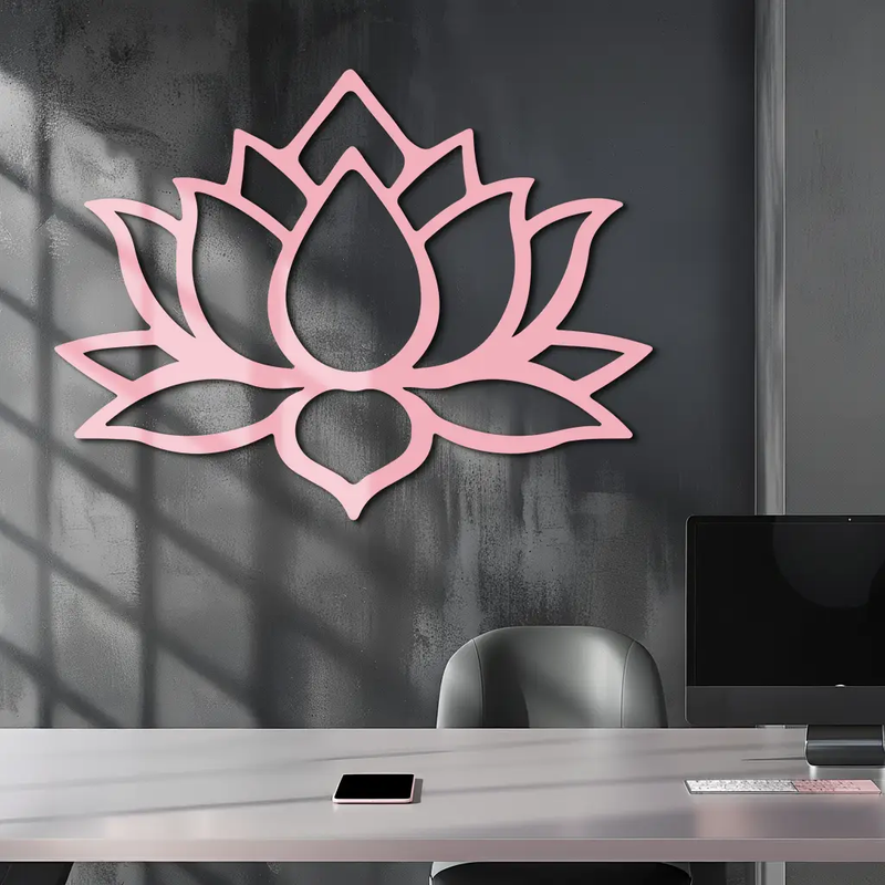 Lotus Flower Silhouette Metal Wall Art – Spiritual Nature-Inspired Design - KAFGP052 by Enova Art