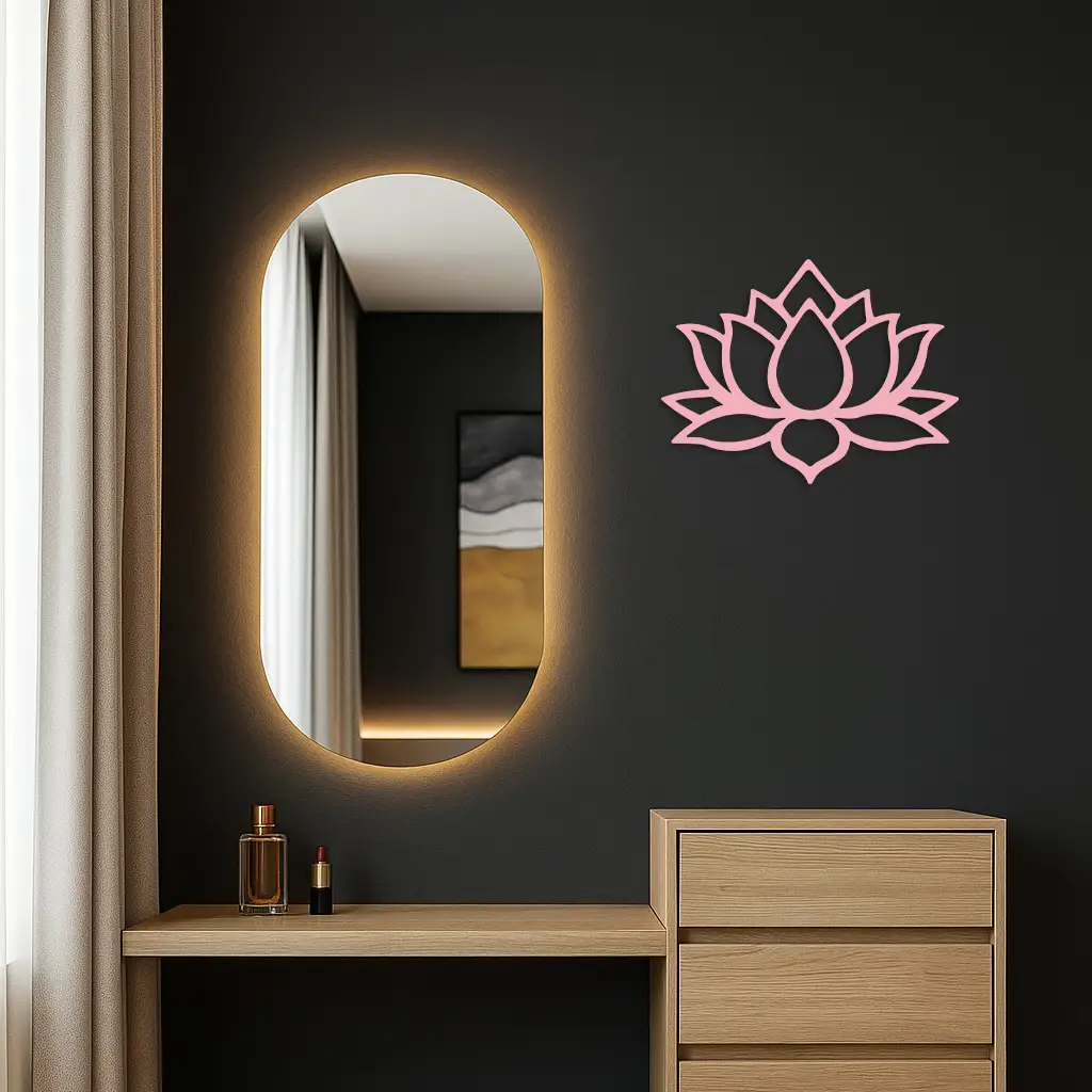 Lotus Flower Silhouette Metal Wall Art – Spiritual Nature-Inspired Design - KAFGP052 by Enova Art