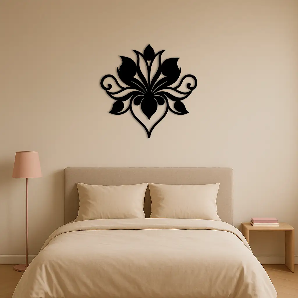 Ornamental Lotus Silhouette Metal Wall Art – Elegant Floral Decor - KAFGP053 by Enova Art