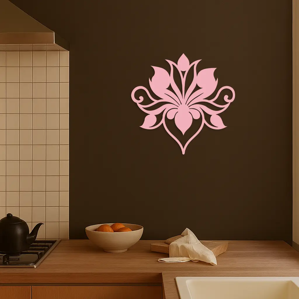 Ornamental Lotus Silhouette Metal Wall Art – Elegant Floral Decor - KAFGP053 by Enova Art