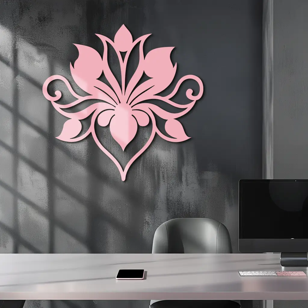 Ornamental Lotus Silhouette Metal Wall Art – Elegant Floral Decor - KAFGP053 by Enova Art