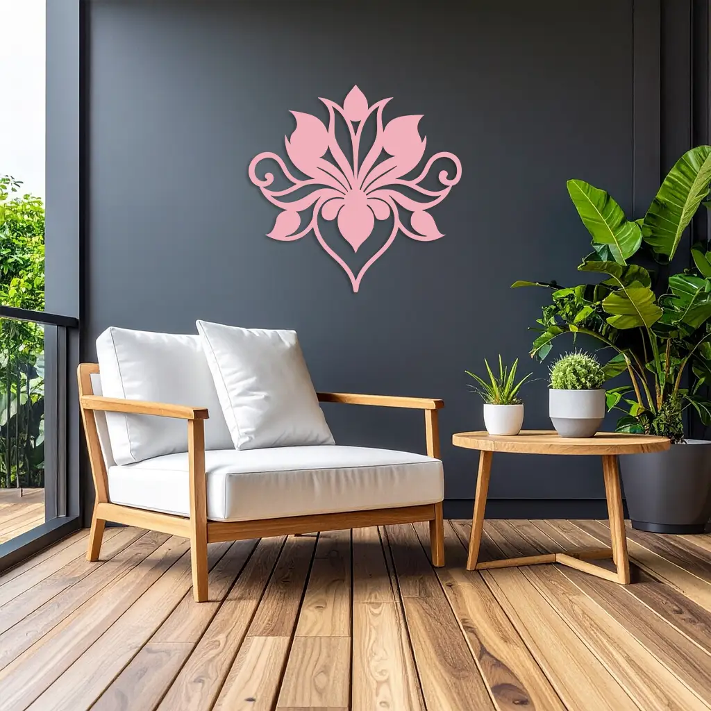Ornamental Lotus Silhouette Metal Wall Art – Elegant Floral Decor - KAFGP053 by Enova Art