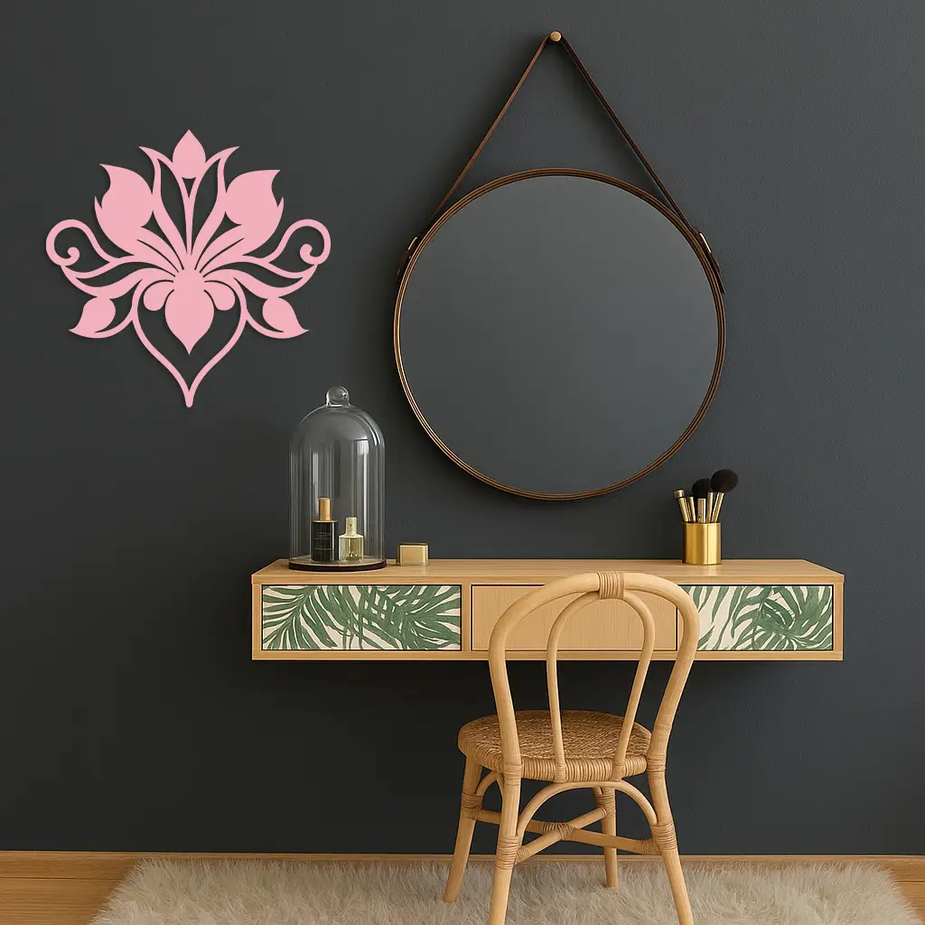 Ornamental Lotus Silhouette Metal Wall Art – Elegant Floral Decor - KAFGP053 by Enova Art