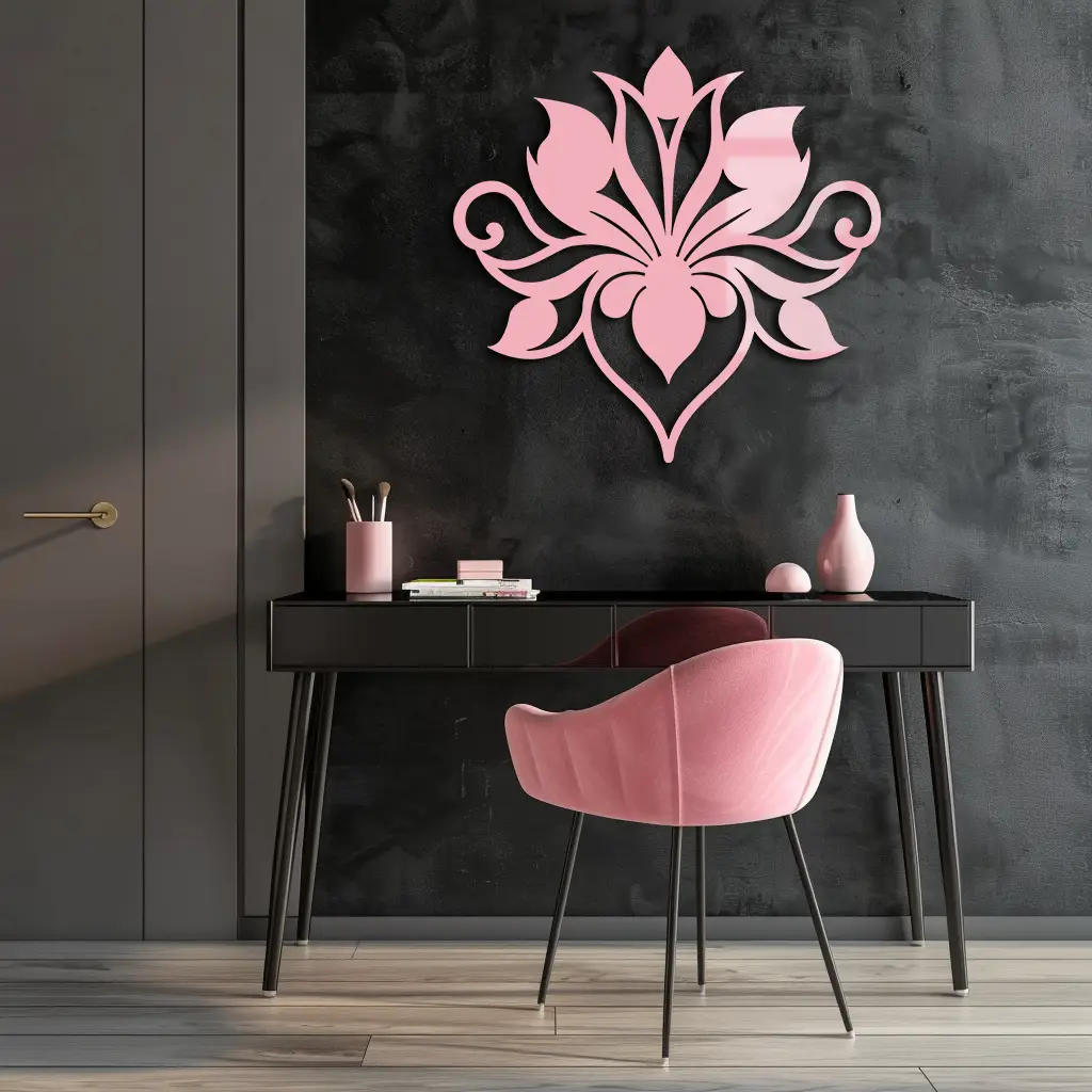 Ornamental Lotus Silhouette Metal Wall Art – Elegant Floral Decor - KAFGP053 by Enova Art