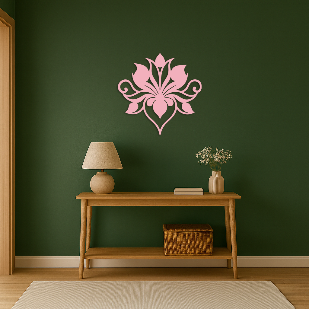 Ornamental Lotus Silhouette Metal Wall Art – Elegant Floral Decor - KAFGP053 by Enova Art