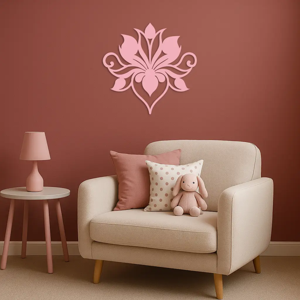 Ornamental Lotus Silhouette Metal Wall Art – Elegant Floral Decor - KAFGP053 by Enova Art