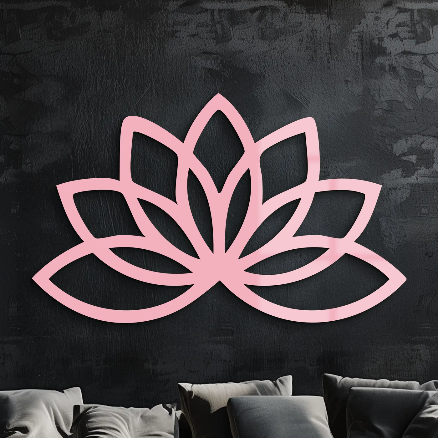 Minimal Lotus Silhouette Metal Wall Art – Elegant Flower Design - KAFGP054 by Enova Art
