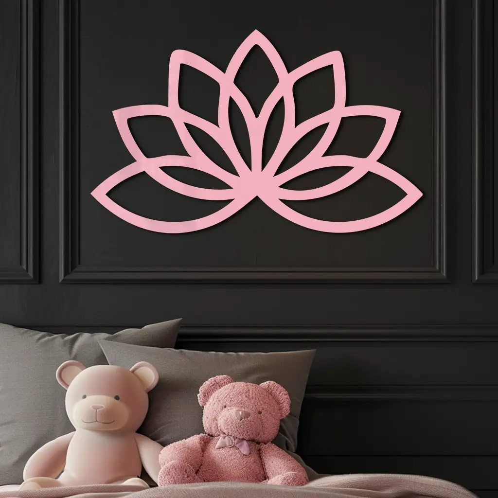 Minimal Lotus Silhouette Metal Wall Art – Elegant Flower Design - KAFGP054 by Enova Art