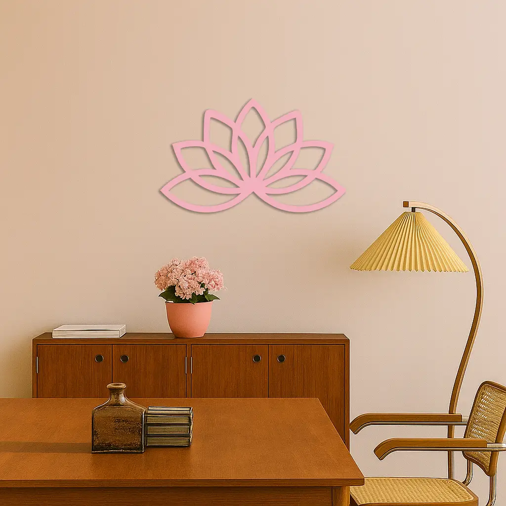 Minimal Lotus Silhouette Metal Wall Art – Elegant Flower Design - KAFGP054 by Enova Art