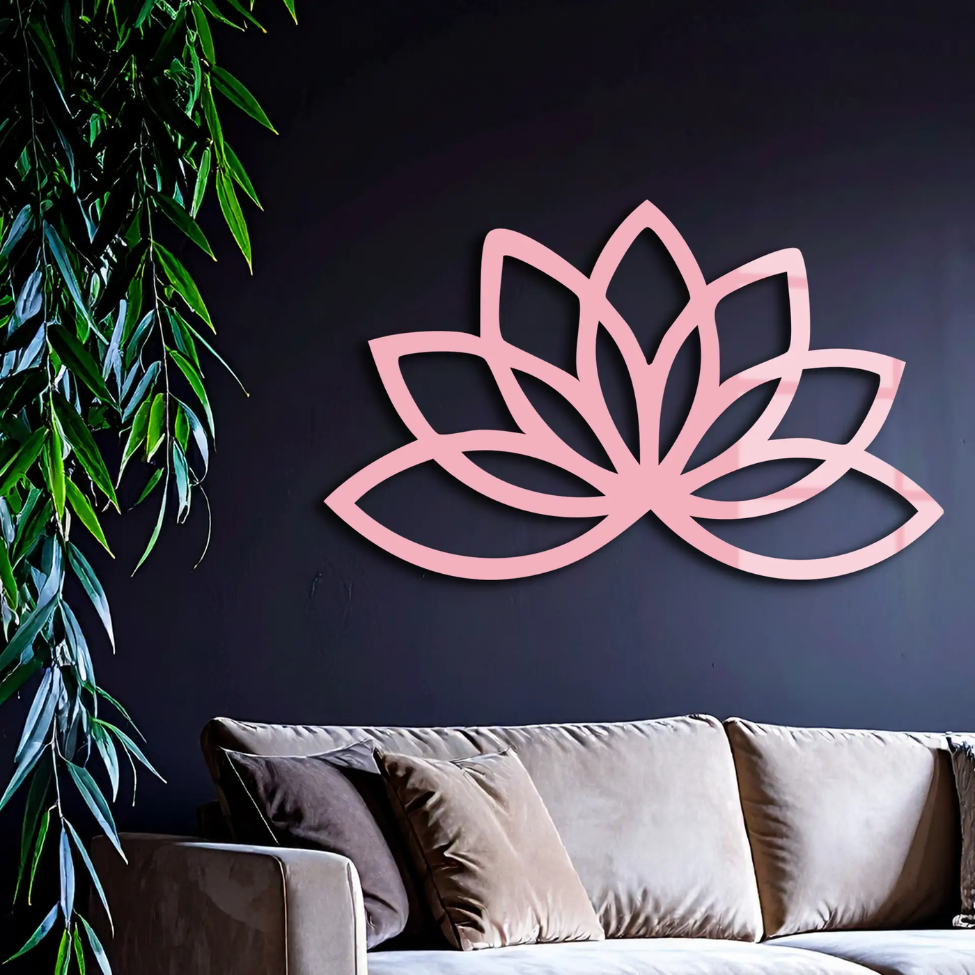 Minimal Lotus Silhouette Metal Wall Art – Elegant Flower Design - KAFGP054 by Enova Art