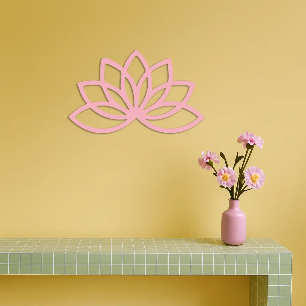 Minimal Lotus Silhouette Metal Wall Art – Elegant Flower Design - KAFGP054 by Enova Art
