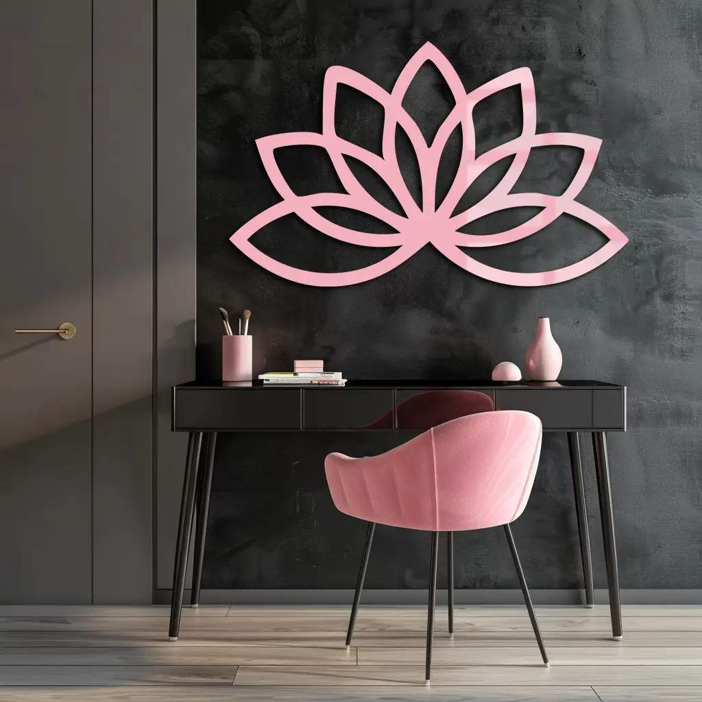 Minimal Lotus Silhouette Metal Wall Art – Elegant Flower Design - KAFGP054 by Enova Art