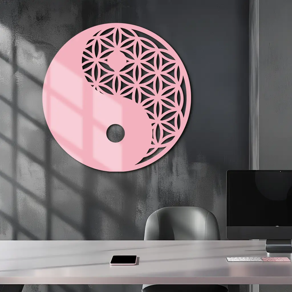 Lotus Mandala Silhouette Metal Wall Art – Sacred Geometry Design - KAFGP056 by Enova Art