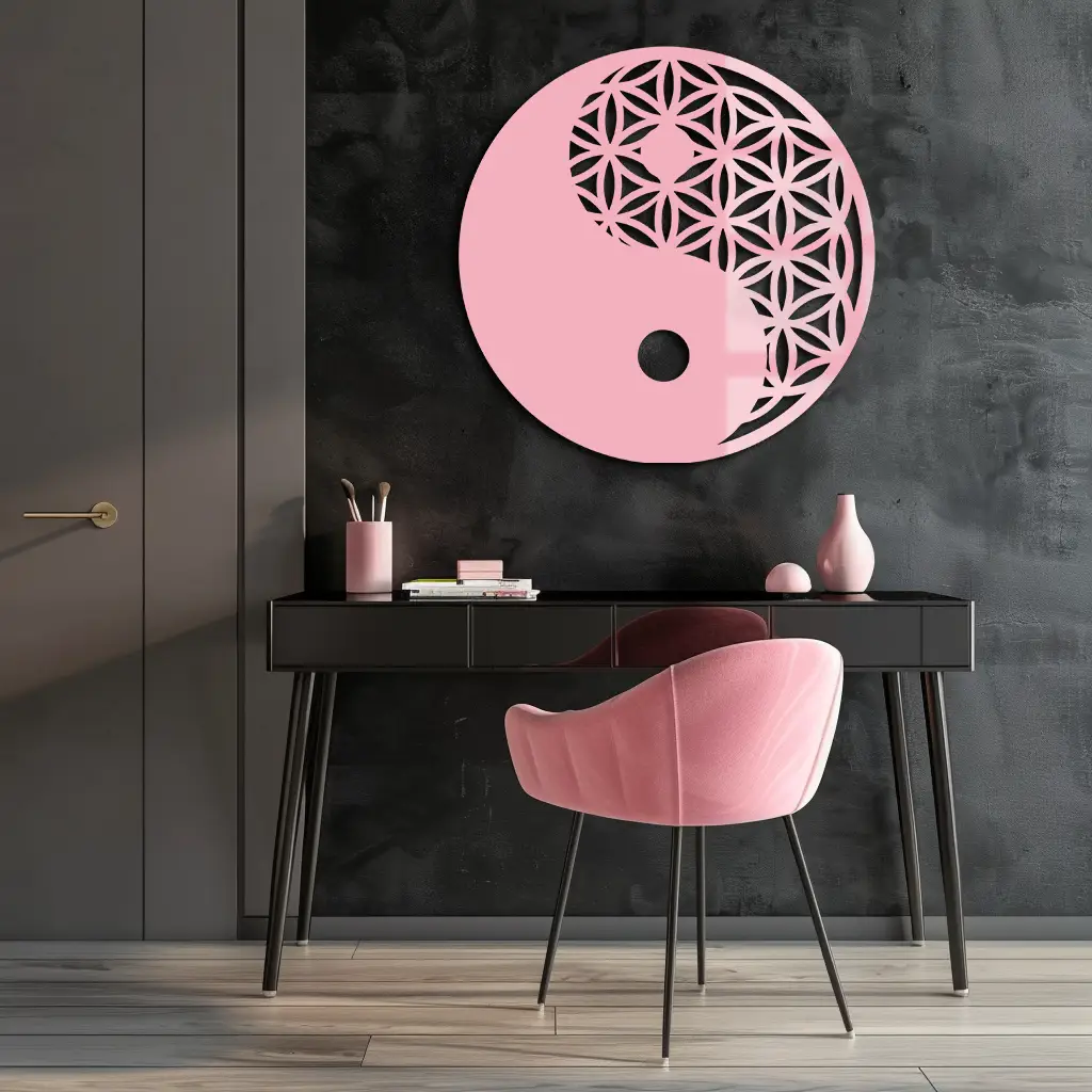 Lotus Mandala Silhouette Metal Wall Art – Sacred Geometry Design - KAFGP056 by Enova Art