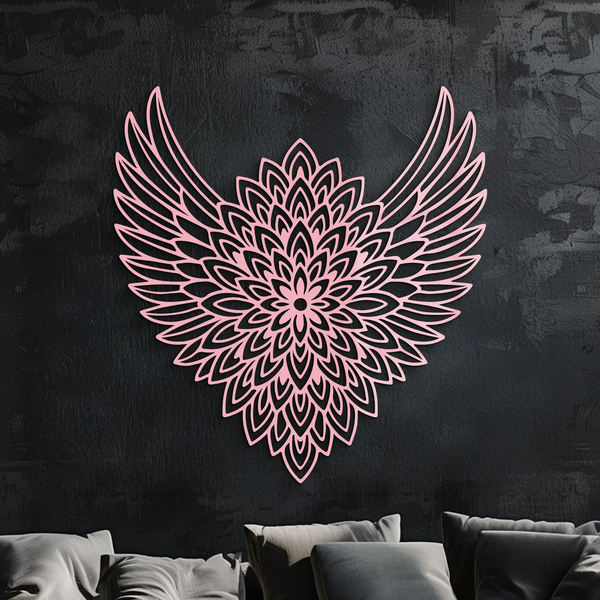 Winged Mandala Metal Wall Art – Sacred Geometry Design - KAFGP057