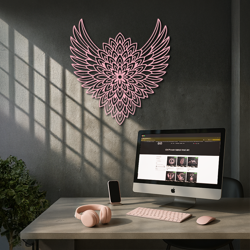 Winged Mandala Metal Wall Art – Sacred Geometry Design - KAFGP057 by Enova Art