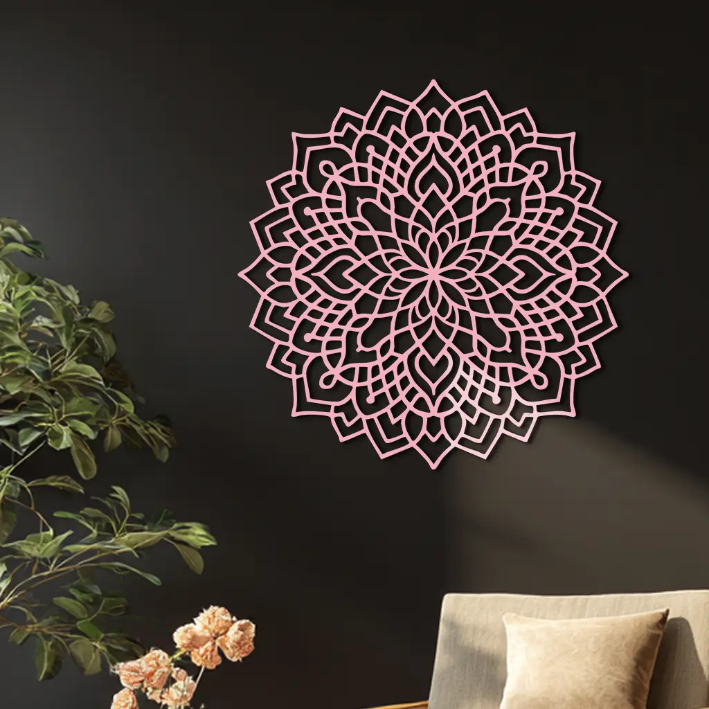 Mandala Silhouette Metal Wall Art – Intricate Sacred Geometry Design - KAFGP058 by Enova Art