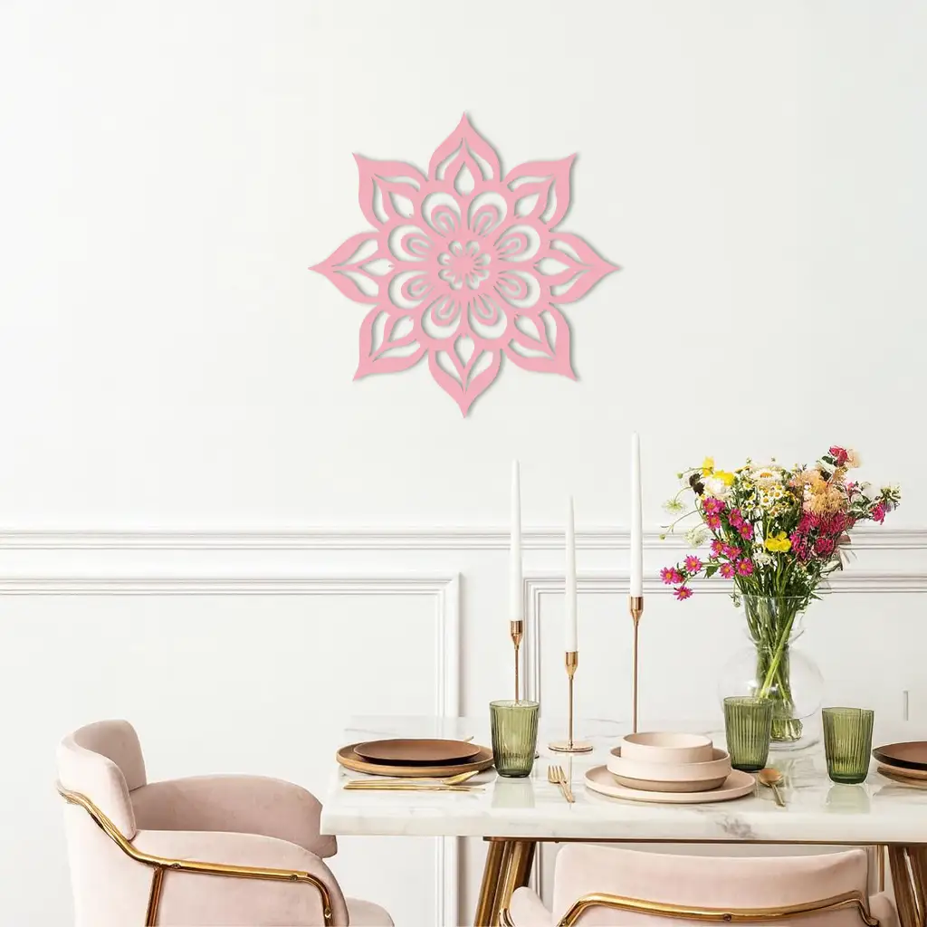 Lotus Mandala Metal Wall Art – Floral Geometric Silhouette - KAFGP059 by Enova Art