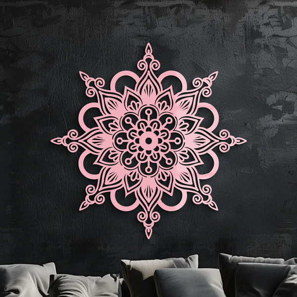 Mandala Silhouette Metal Wall Art – Sacred Geometry Flower Design - KAFGP060