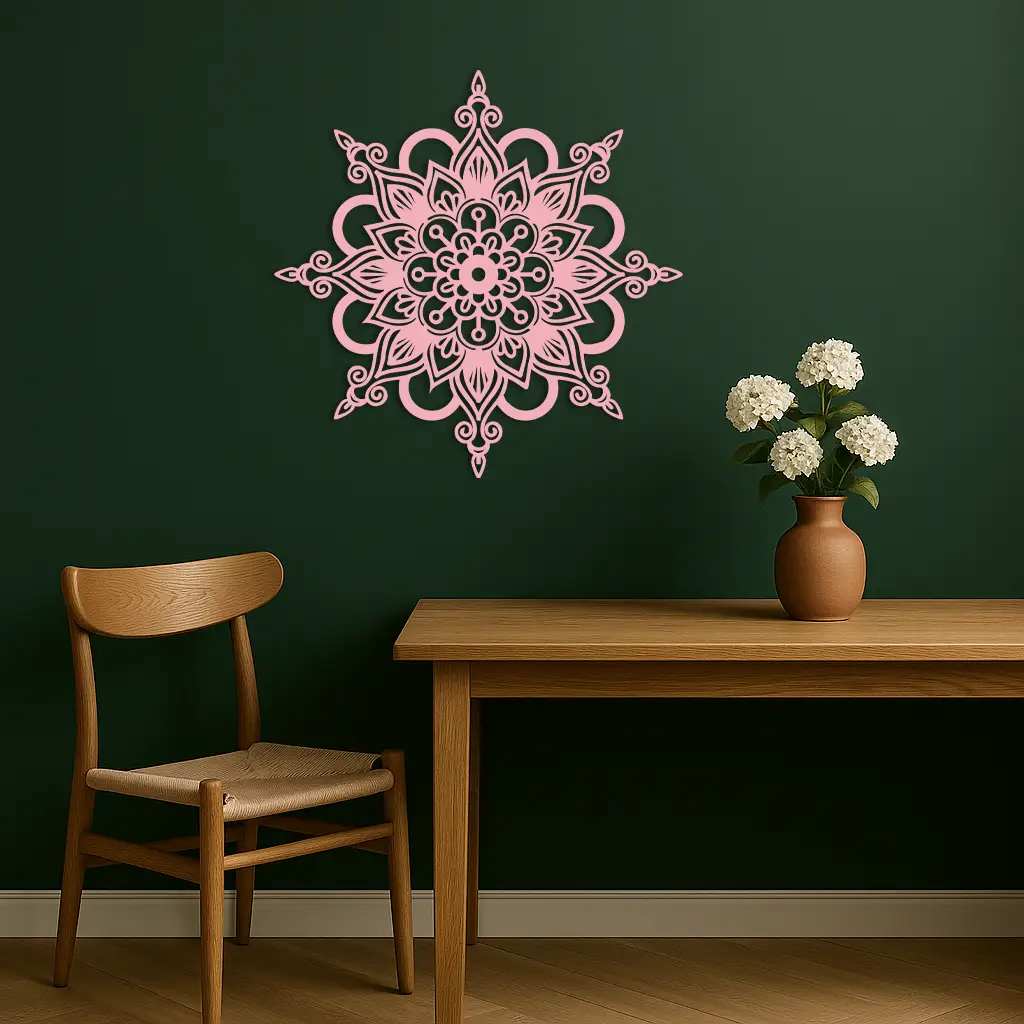 Mandala Silhouette Metal Wall Art – Sacred Geometry Flower Design - KAFGP060 by Enova Art