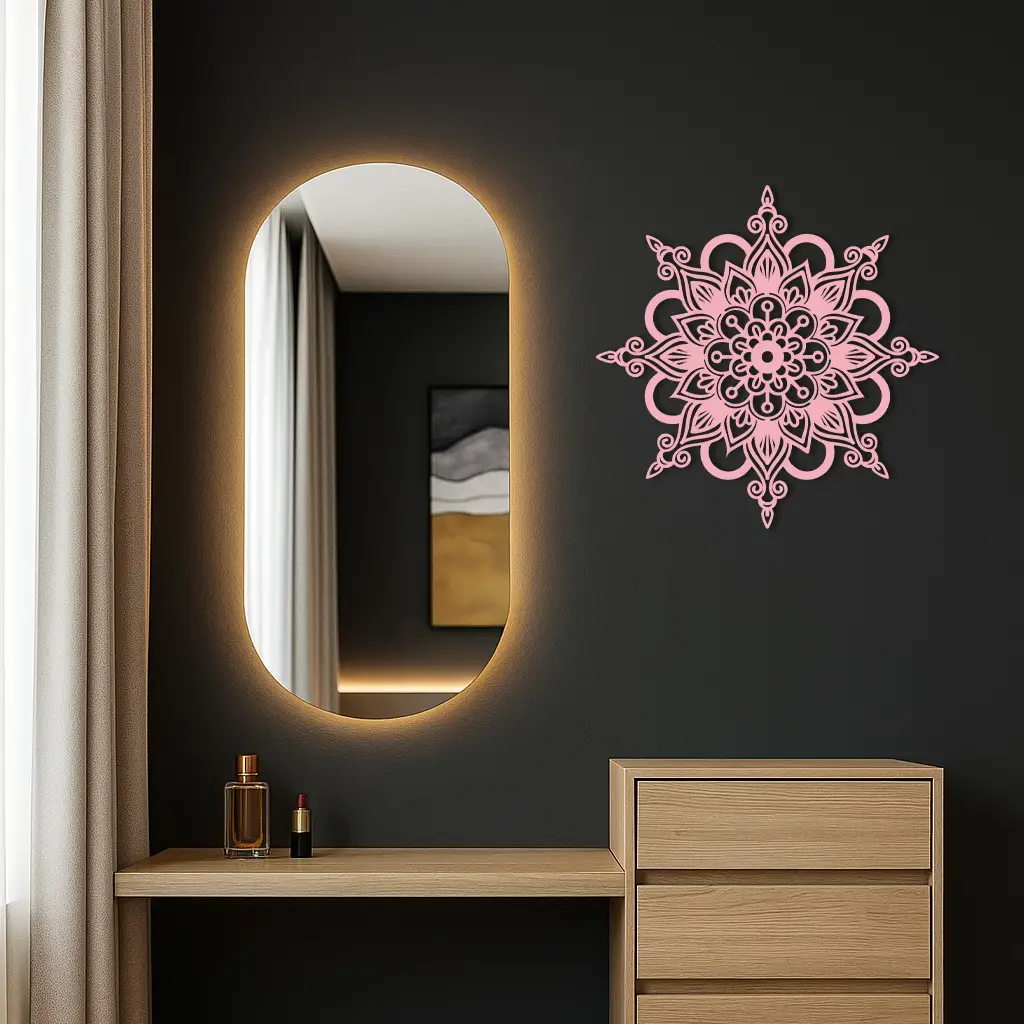 Mandala Silhouette Metal Wall Art – Sacred Geometry Flower Design - KAFGP060 by Enova Art