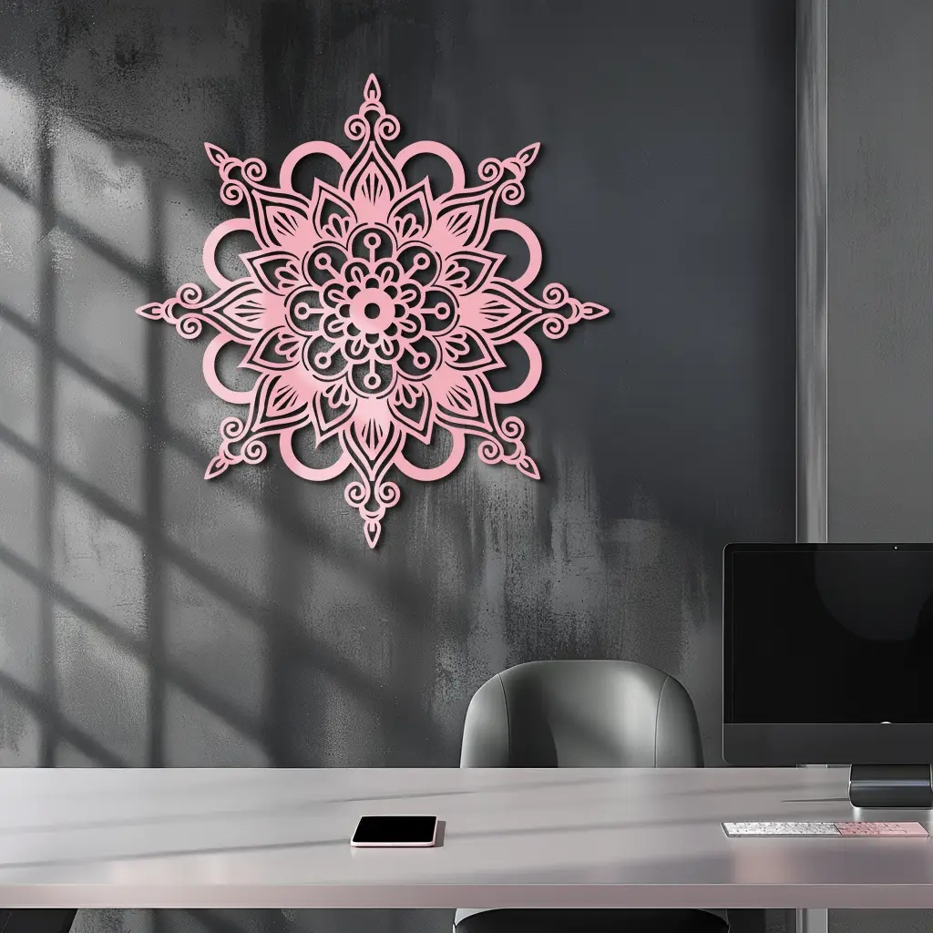 Mandala Silhouette Metal Wall Art – Sacred Geometry Flower Design - KAFGP060 by Enova Art